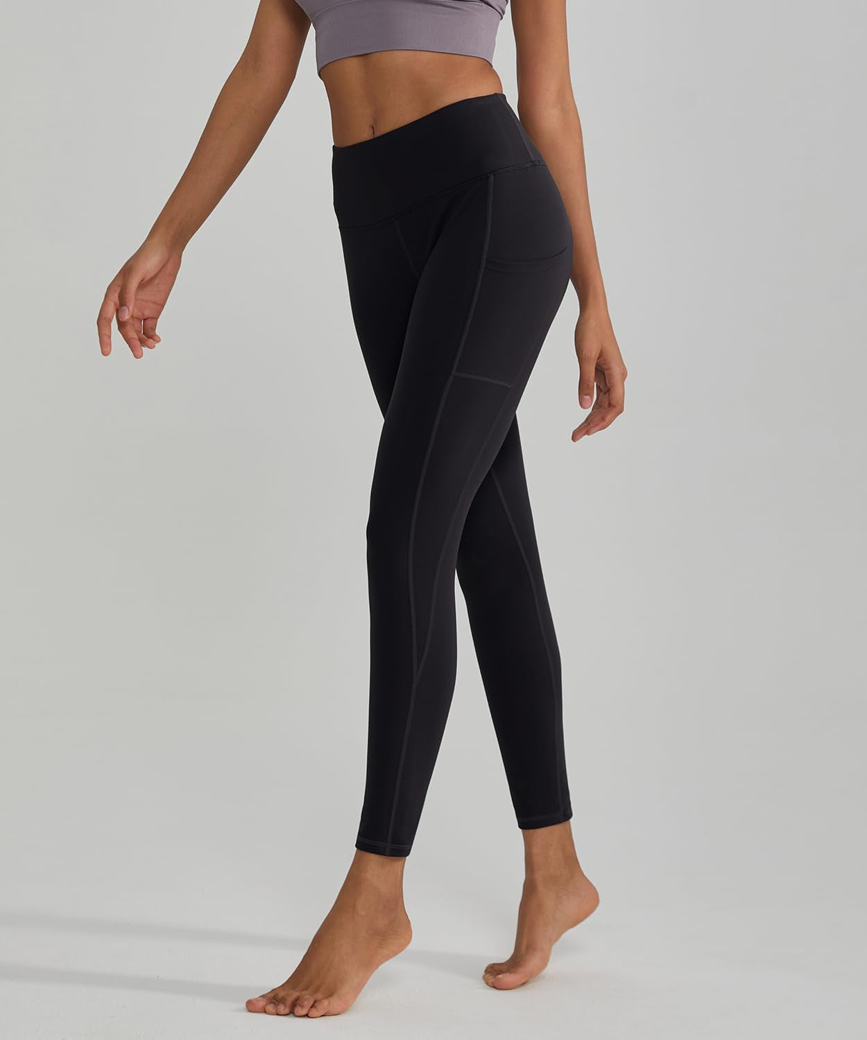 ALONG FIT Women's Anti-Nail Yoga Pants - Non-See-Through Leggings with Phone Pockets and Tummy Control, Full-Length/Capri Options