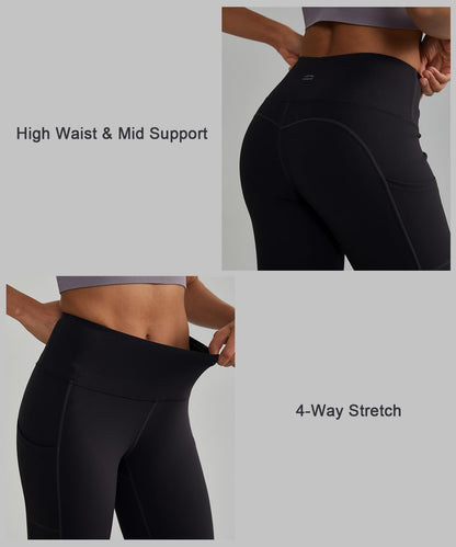 ALONG FIT Women's Anti-Nail Yoga Pants - Non-See-Through Leggings with Phone Pockets and Tummy Control, Full-Length/Capri Options