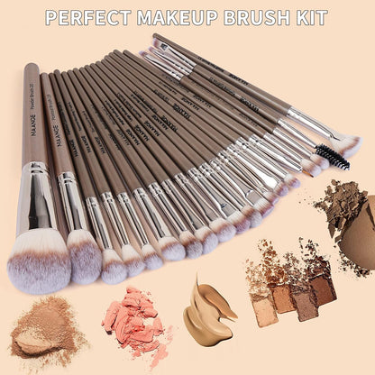 Professional 20-Piece Makeup Brush Set - Complete Kabuki & Eyeshadow Brushes with Gift Box for Flawless Face & Eye Makeup
