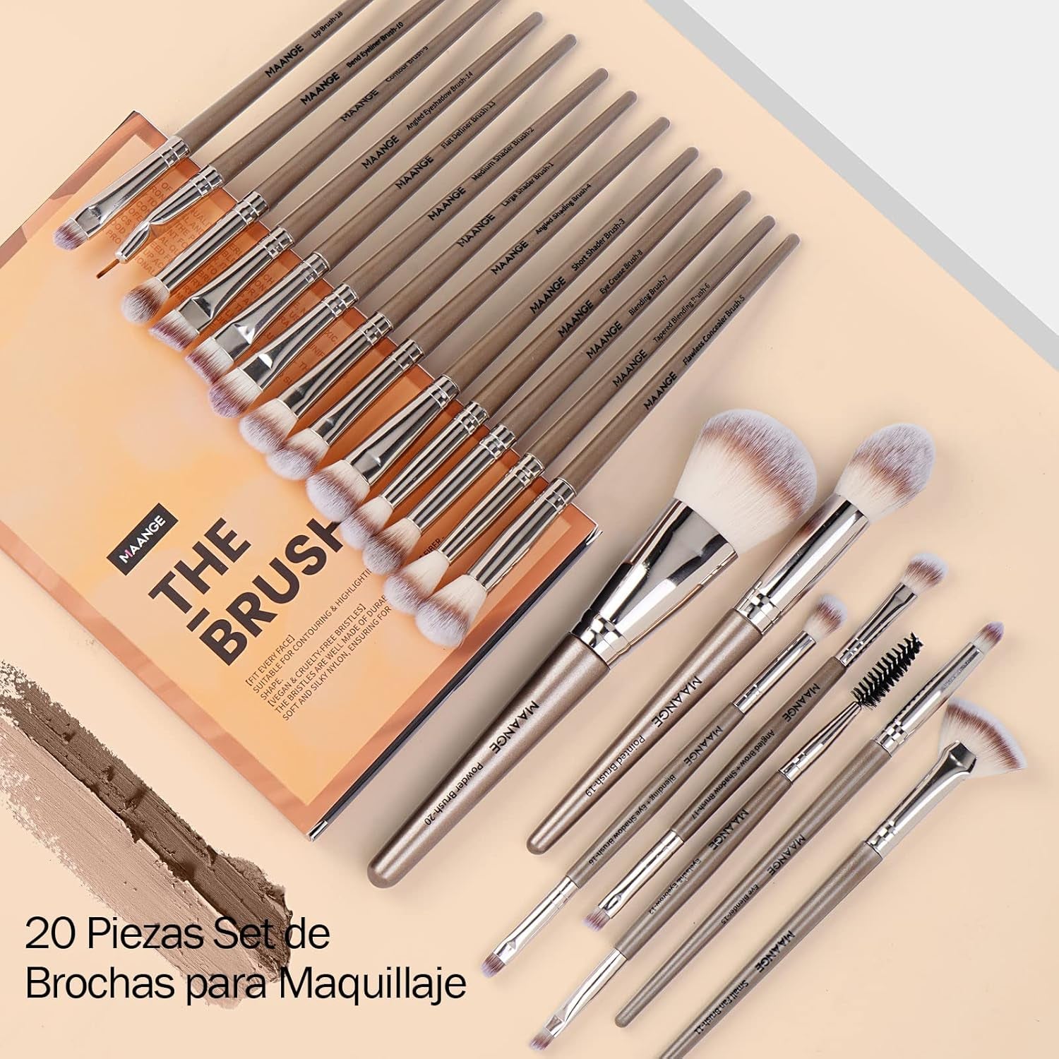 Professional 20-Piece Makeup Brush Set - Complete Kabuki & Eyeshadow Brushes with Gift Box for Flawless Face & Eye Makeup