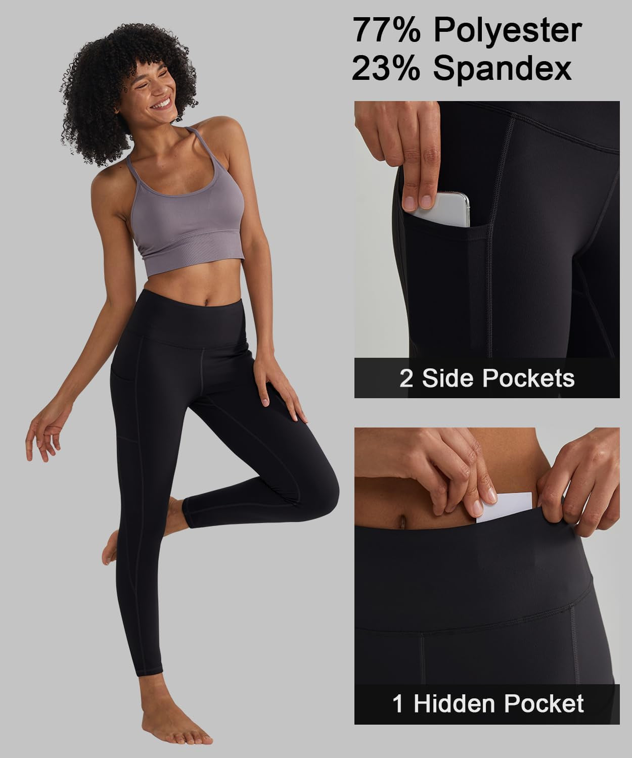 ALONG FIT Women's Anti-Nail Yoga Pants - Non-See-Through Leggings with Phone Pockets and Tummy Control, Full-Length/Capri Options